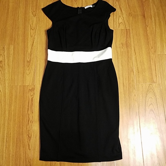 NWOT Calvin Klein Black White Colorblock Dress 10 - Picture 2 of 5